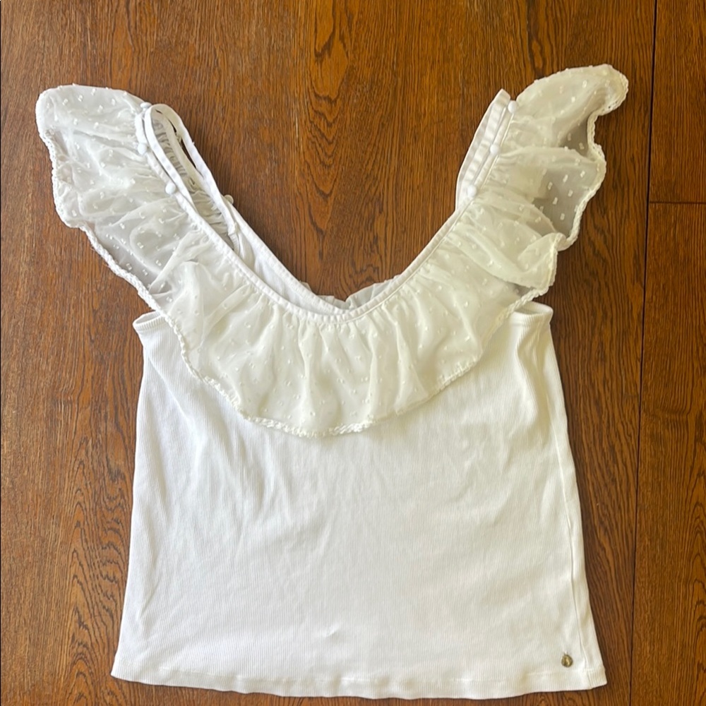 White Ruffled Tank Top